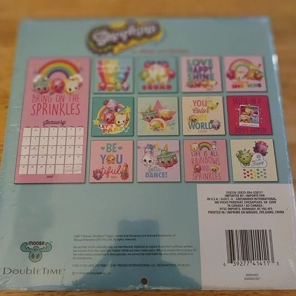 2018-SHOPKINS-12 MONTH CALENDER-NEW-SEALED-2018